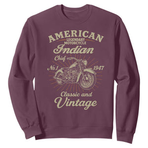 American Legendary Motorcycle Indian Chief Sweatshirt Classic And Vintage Bikers Club TS11 Maroon Print Your Wear