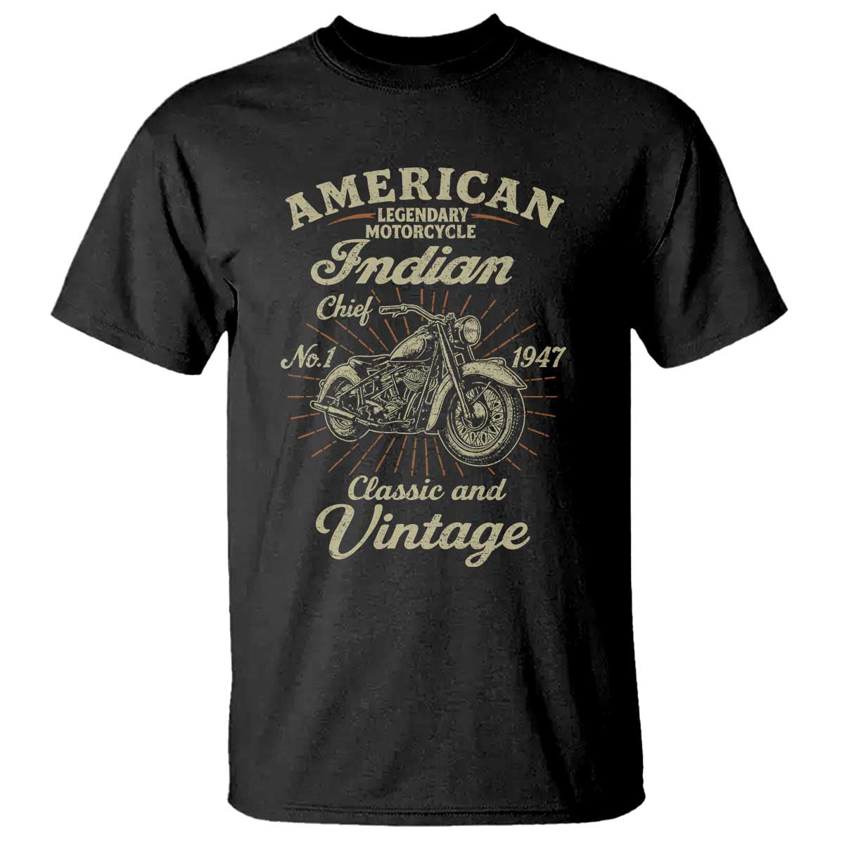 American Legendary Motorcycle Indian Chief T Shirt Classic And Vintage Bikers Club TS11 Black Print Your Wear