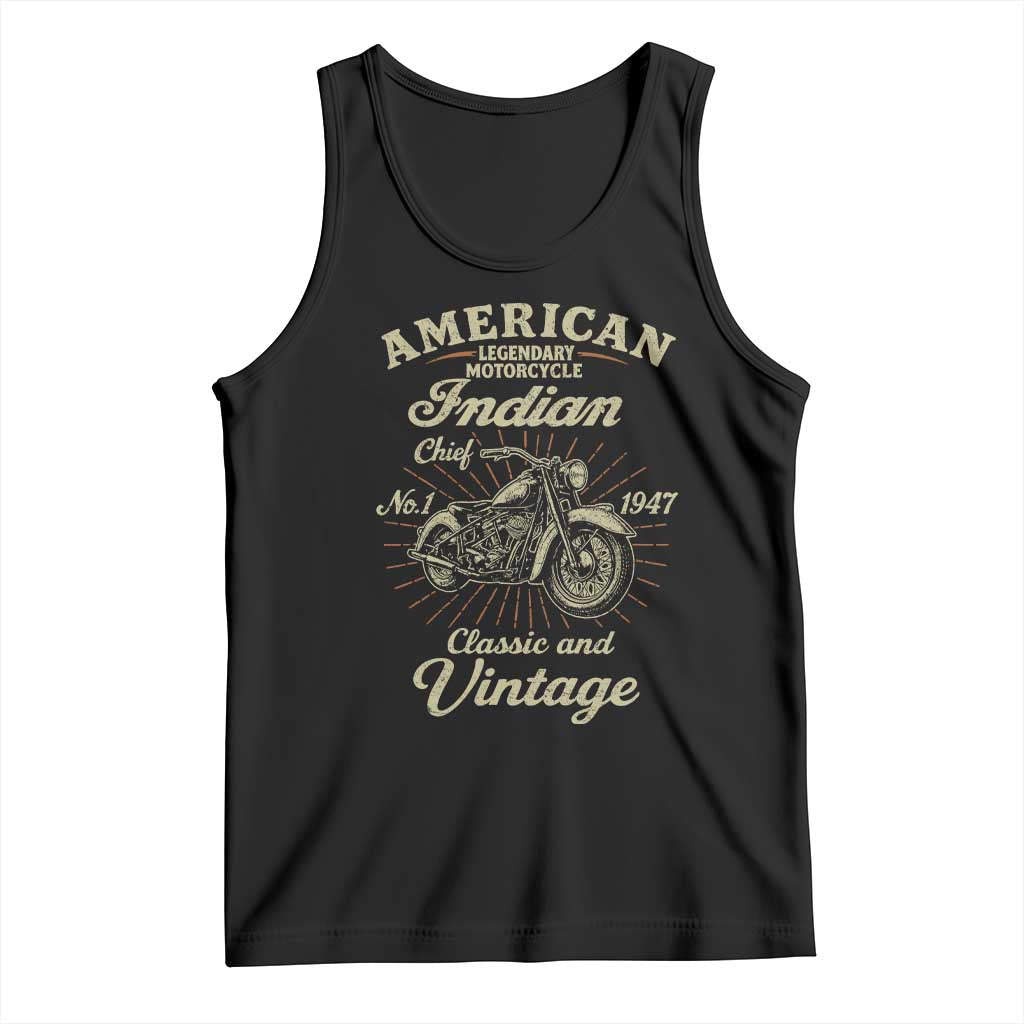 American Legendary Motorcycle Indian Chief Tank Top Classic And Vintage Bikers Club TS11 Black Print Your Wear