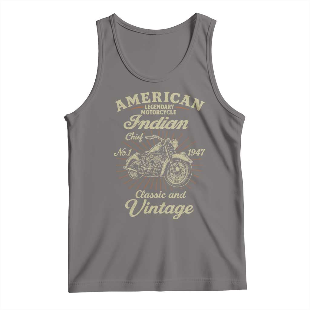 American Legendary Motorcycle Indian Chief Tank Top Classic And Vintage Bikers Club TS11 Deep Heather Print Your Wear