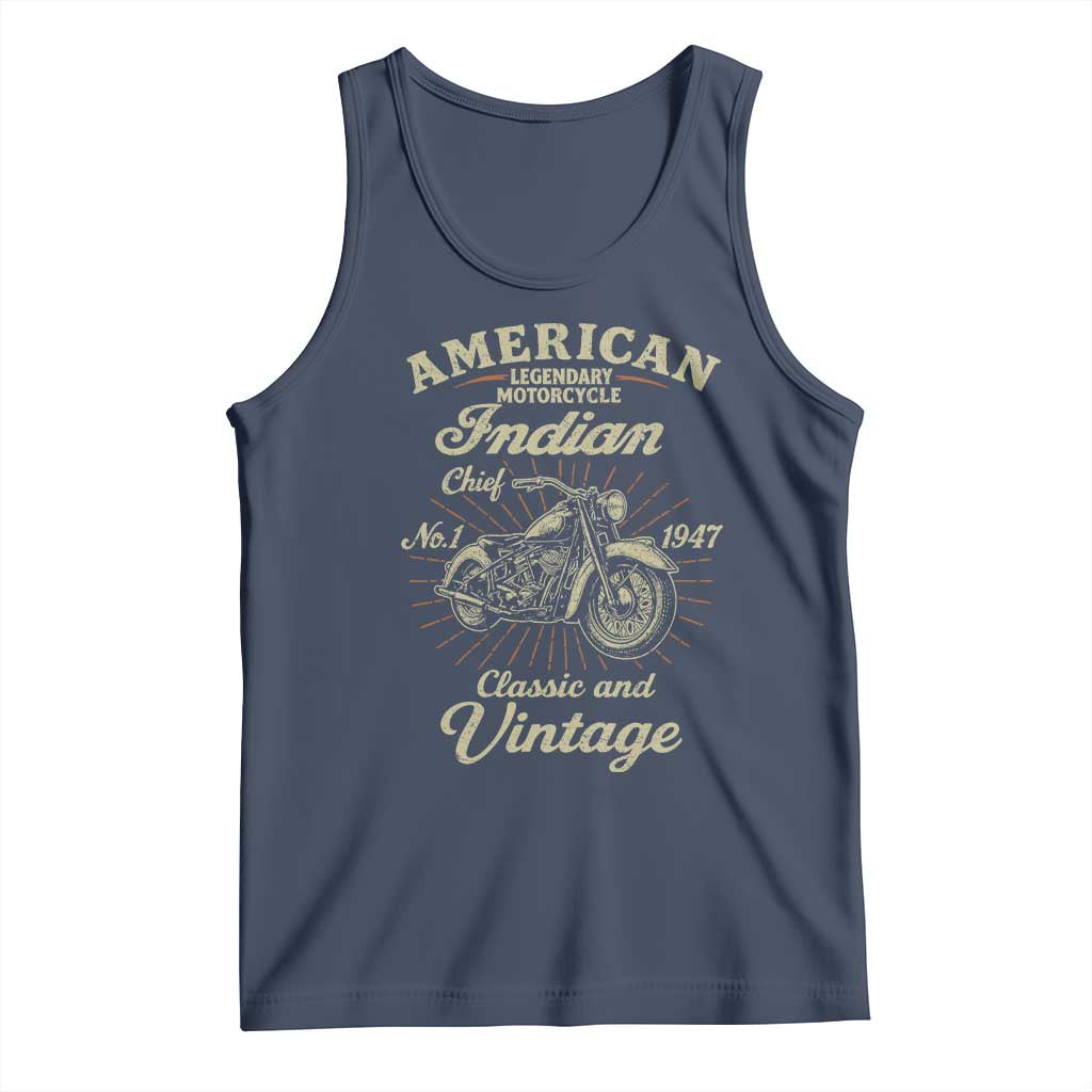 American Legendary Motorcycle Indian Chief Tank Top Classic And Vintage Bikers Club TS11 Navy Print Your Wear