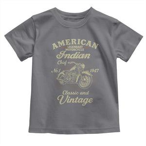 American Legendary Motorcycle Indian Chief Toddler T Shirt Classic And Vintage Bikers Club TS11 Charcoal Print Your Wear
