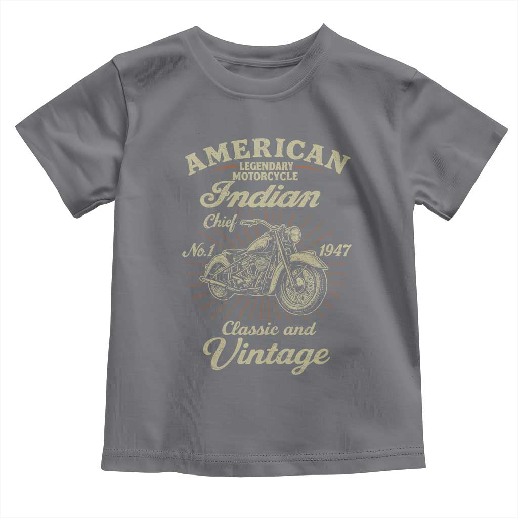 American Legendary Motorcycle Indian Chief Toddler T Shirt Classic And Vintage Bikers Club TS11 Charcoal Print Your Wear