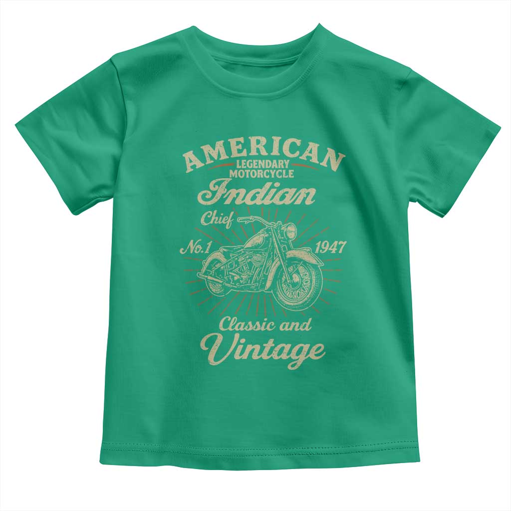 American Legendary Motorcycle Indian Chief Toddler T Shirt Classic And Vintage Bikers Club TS11 Irish Green Print Your Wear