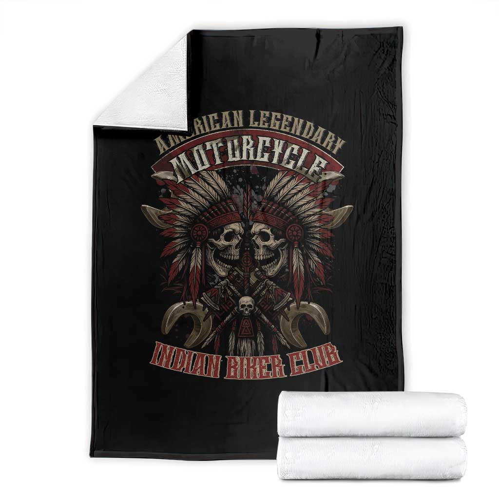 American Legendary Motorcycle Indian Biker Club Throw Blanket Vintage Native American Skull Chief TS11 Black Print Your Wear