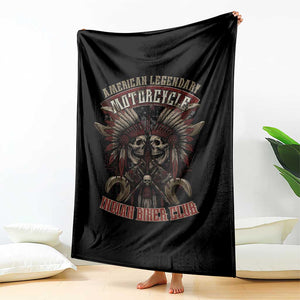American Legendary Motorcycle Indian Biker Club Throw Blanket Vintage Native American Skull Chief TS11 Print Your Wear