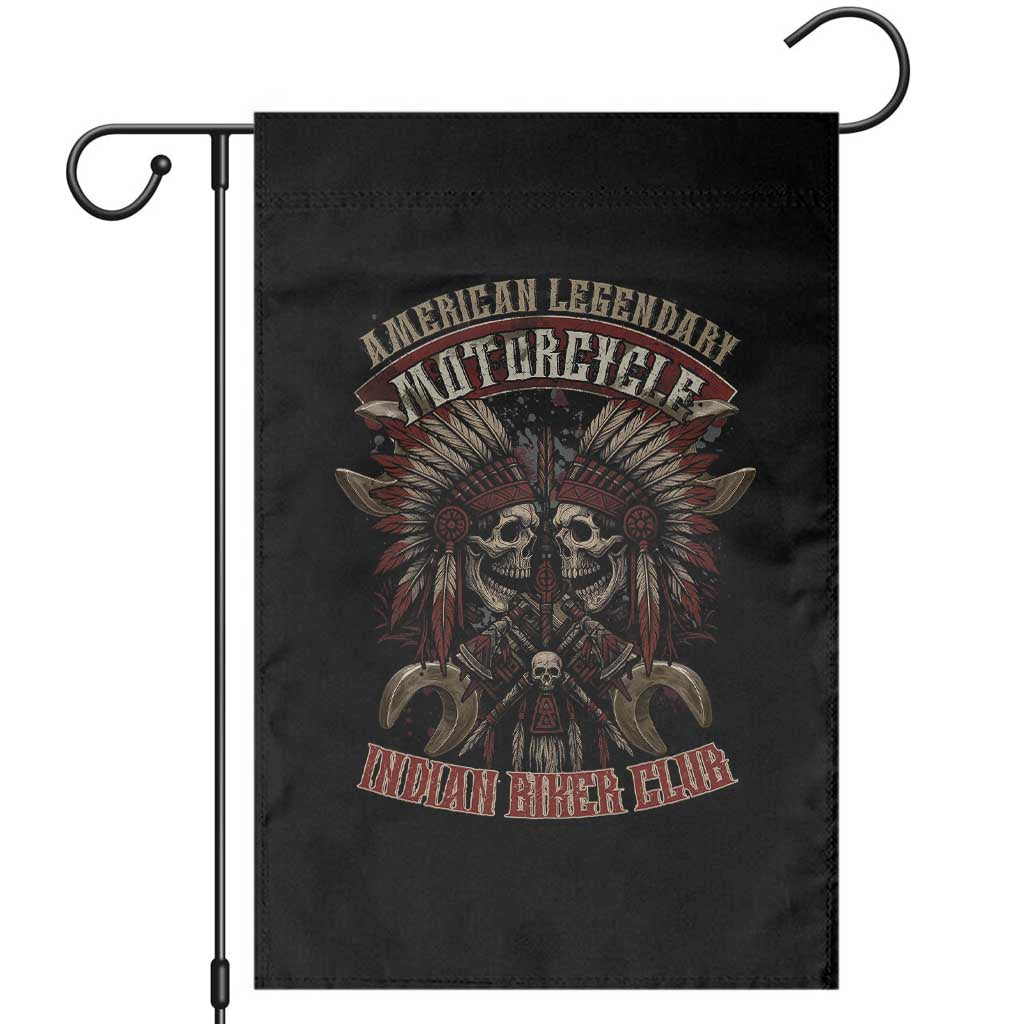 American Legendary Motorcycle Indian Biker Club Garden Flag Vintage Native American Skull Chief TS11 Black Print Your Wear