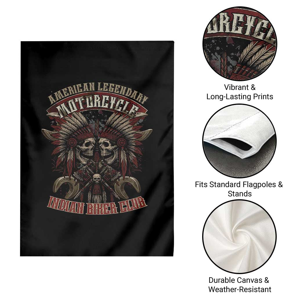 American Legendary Motorcycle Indian Biker Club Garden Flag Vintage Native American Skull Chief TS11 Print Your Wear
