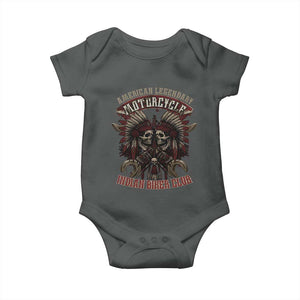 American Legendary Motorcycle Indian Biker Club Baby Onesie Vintage Native American Skull Chief TS11 Dark Heather Print Your Wear