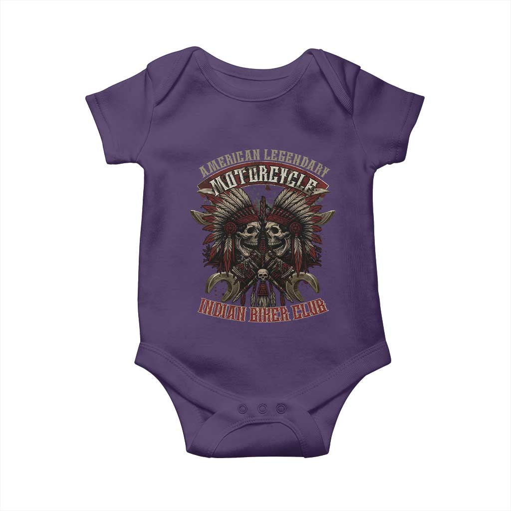 American Legendary Motorcycle Indian Biker Club Baby Onesie Vintage Native American Skull Chief TS11 Purple Print Your Wear