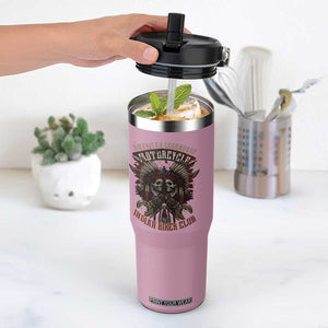American Legendary Motorcycle Indian Biker Club Flip Straw Tumbler Vintage Native American Skull Chief TS11 One Size: 30 oz Light Pink Print Your Wear