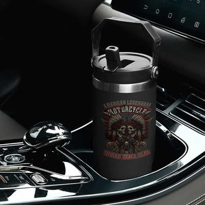 American Legendary Motorcycle Indian Biker Club Flip Straw Tumbler Vintage Native American Skull Chief TS11 Print Your Wear