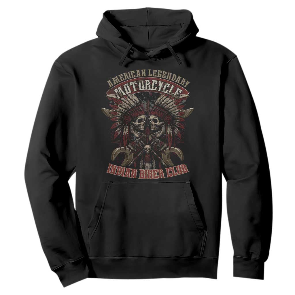 American Legendary Motorcycle Indian Biker Club Hoodie Vintage Native American Skull Chief TS11 Black Print Your Wear