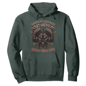 American Legendary Motorcycle Indian Biker Club Hoodie Vintage Native American Skull Chief TS11 Dark Forest Green Print Your Wear