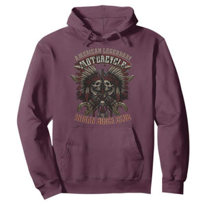 American Legendary Motorcycle Indian Biker Club Hoodie Vintage Native American Skull Chief TS11 Maroon Print Your Wear