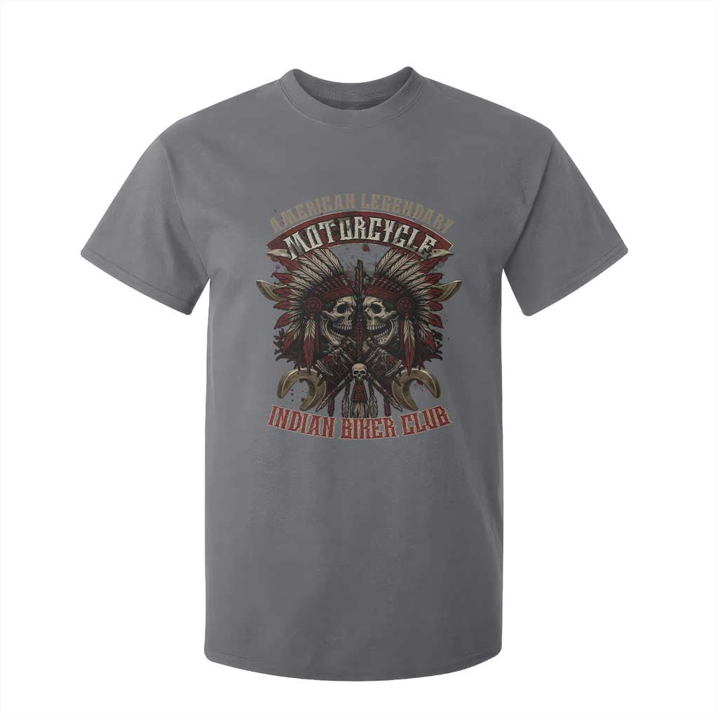 American Legendary Motorcycle Indian Biker Club T Shirt For Kid Vintage Native American Skull Chief TS11 Charcoal Print Your Wear