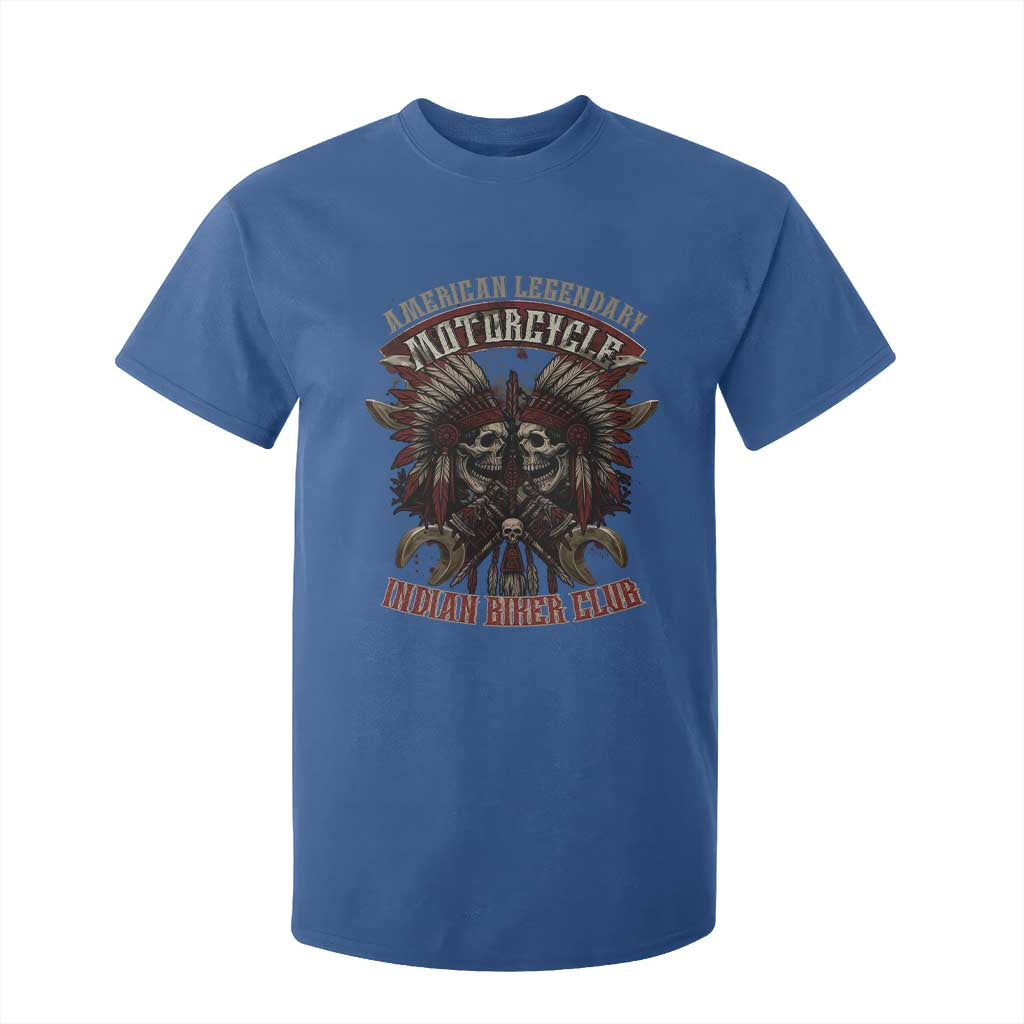American Legendary Motorcycle Indian Biker Club T Shirt For Kid Vintage Native American Skull Chief TS11 Royal Blue Print Your Wear