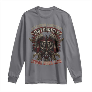 American Legendary Motorcycle Indian Biker Club Long Sleeve Shirt Vintage Native American Skull Chief TS11 Charcoal Print Your Wear