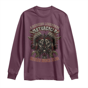 American Legendary Motorcycle Indian Biker Club Long Sleeve Shirt Vintage Native American Skull Chief TS11 Maroon Print Your Wear
