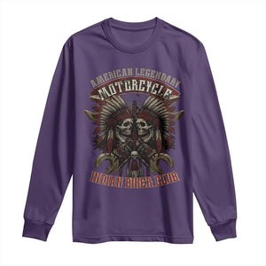 American Legendary Motorcycle Indian Biker Club Long Sleeve Shirt Vintage Native American Skull Chief TS11 Purple Print Your Wear