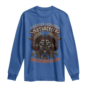 American Legendary Motorcycle Indian Biker Club Long Sleeve Shirt Vintage Native American Skull Chief TS11 Royal Blue Print Your Wear