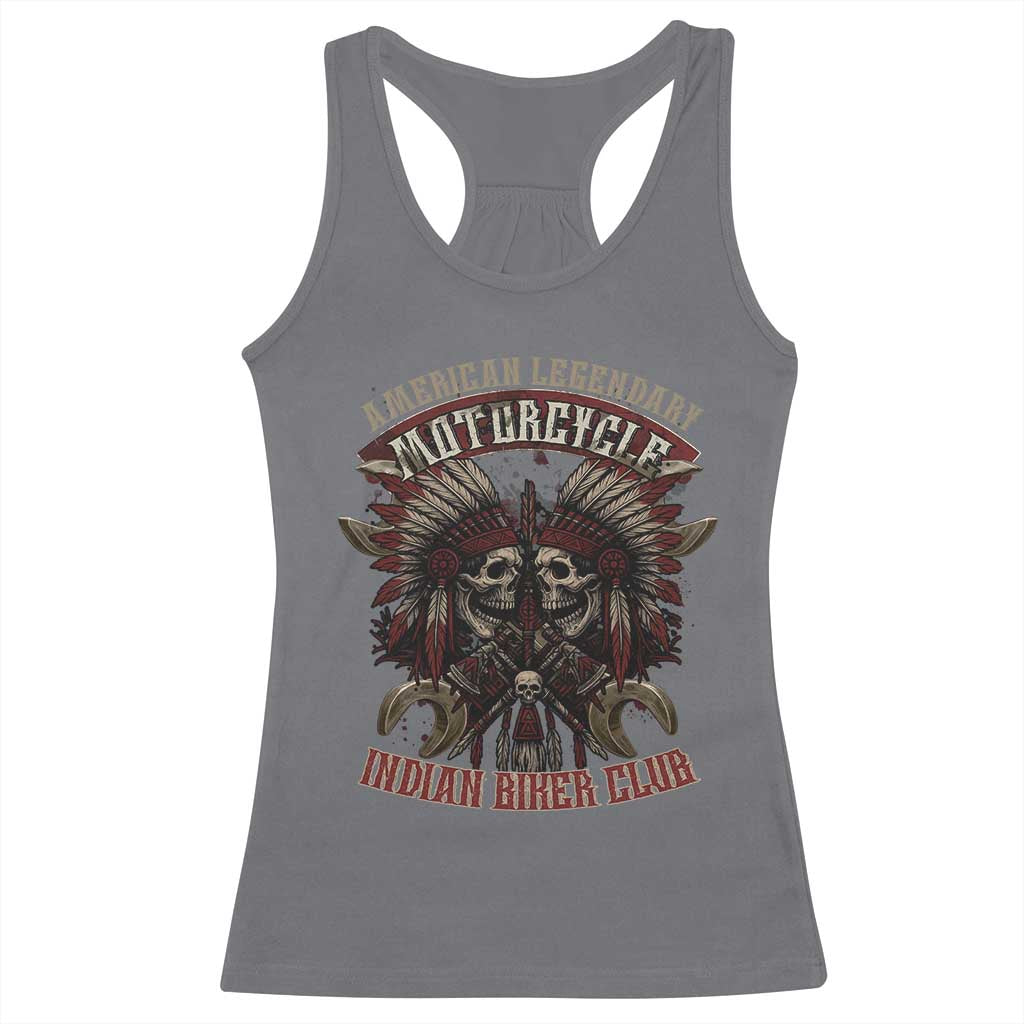 American Legendary Motorcycle Indian Biker Club Racerback Tank Top Vintage Native American Skull Chief TS11 Charcoal Print Your Wear
