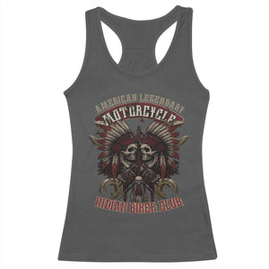 American Legendary Motorcycle Indian Biker Club Racerback Tank Top Vintage Native American Skull Chief TS11 Dark Heather Print Your Wear