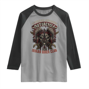 American Legendary Motorcycle Indian Biker Club Raglan Shirt Vintage Native American Skull Chief TS11 Sport Gray Black Print Your Wear
