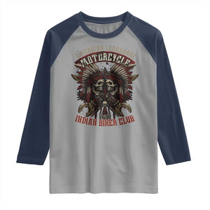 American Legendary Motorcycle Indian Biker Club Raglan Shirt Vintage Native American Skull Chief TS11 Sport Gray Navy Print Your Wear