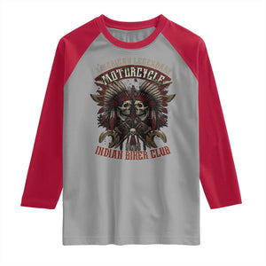 American Legendary Motorcycle Indian Biker Club Raglan Shirt Vintage Native American Skull Chief TS11 Sport Gray Red Print Your Wear