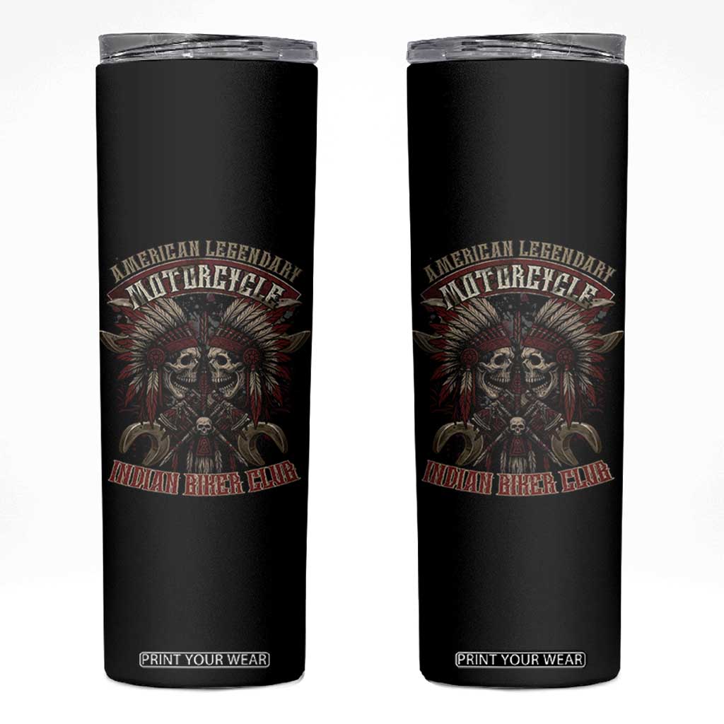 American Legendary Motorcycle Indian Biker Club Skinny Tumbler Vintage Native American Skull Chief TS11 Black Print Your Wear