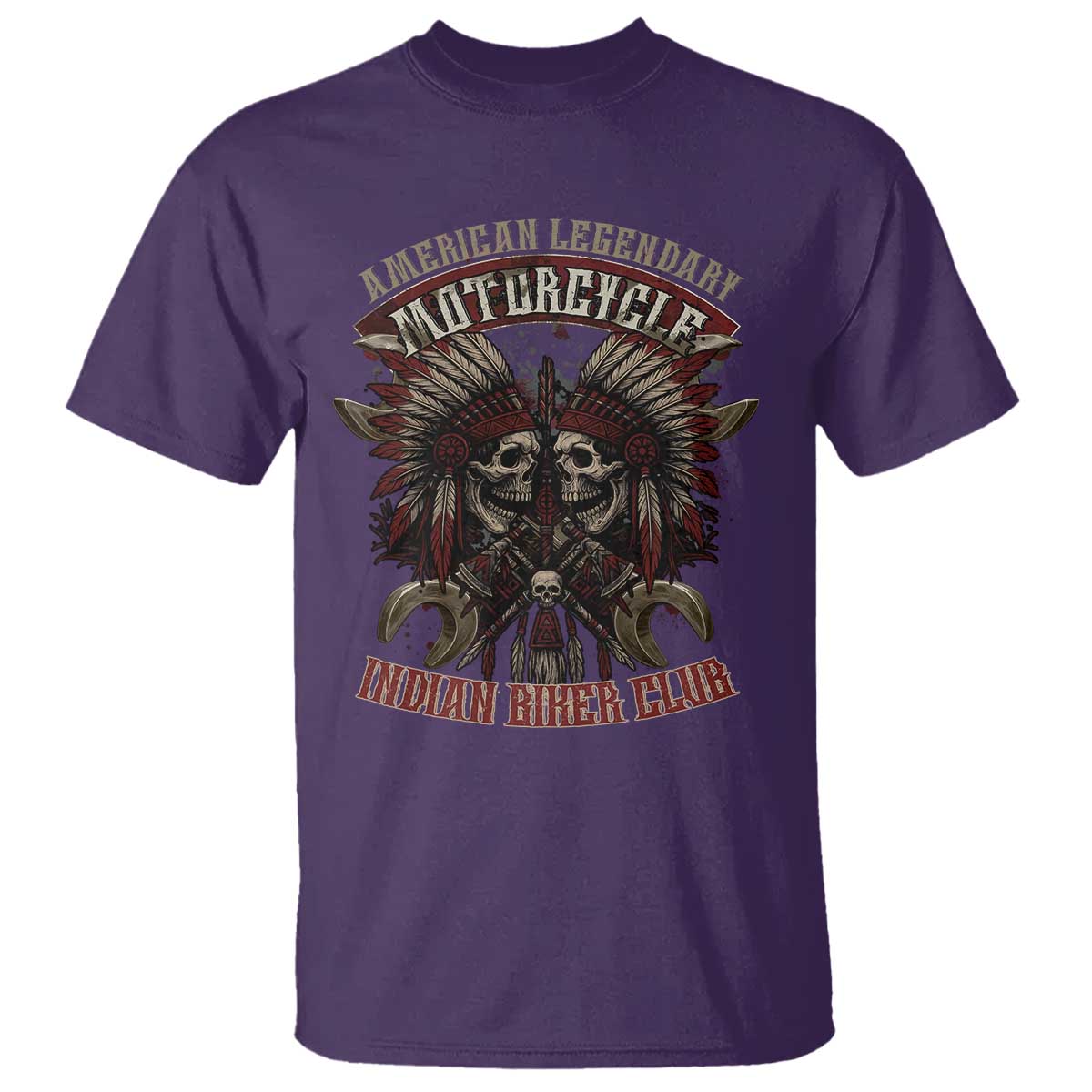 American Legendary Motorcycle Indian Biker Club T Shirt Vintage Native American Skull Chief TS11 Purple Print Your Wear