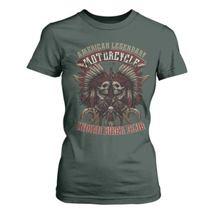 American Legendary Motorcycle Indian Biker Club T Shirt For Women Vintage Native American Skull Chief TS11 Dark Forest Green Print Your Wear