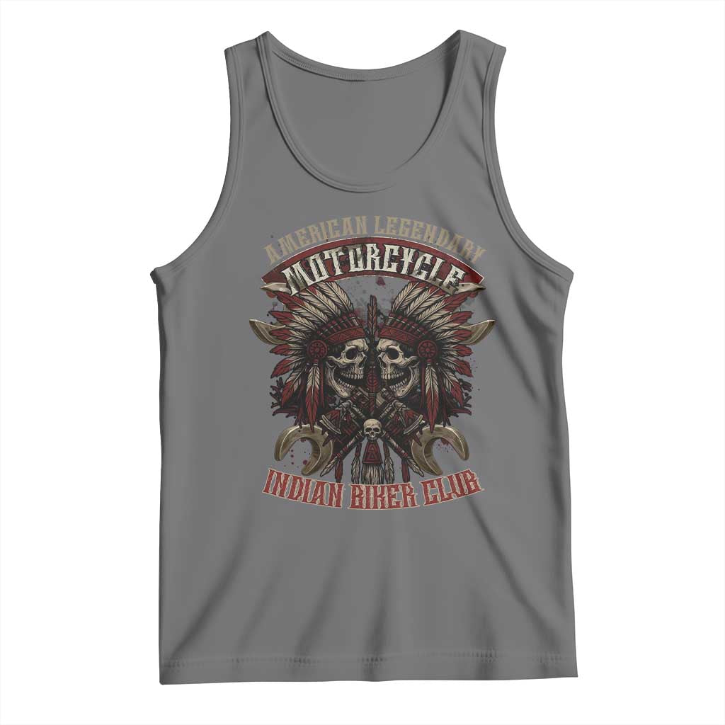 American Legendary Motorcycle Indian Biker Club Tank Top Vintage Native American Skull Chief TS11 Black Heather Print Your Wear