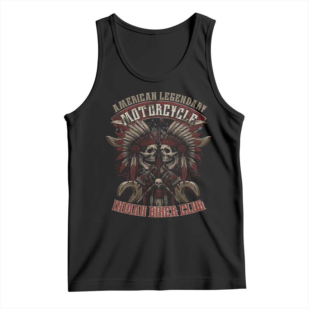 American Legendary Motorcycle Indian Biker Club Tank Top Vintage Native American Skull Chief TS11 Black Print Your Wear