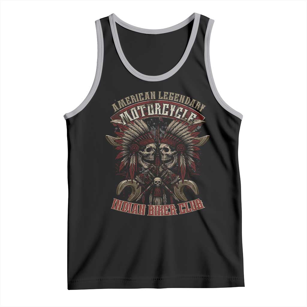 American Legendary Motorcycle Indian Biker Club Tank Top Vintage Native American Skull Chief TS11 Black Athletic Heather Print Your Wear