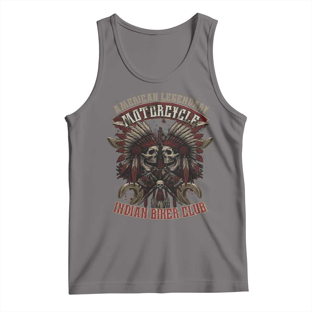 American Legendary Motorcycle Indian Biker Club Tank Top Vintage Native American Skull Chief TS11 Deep Heather Print Your Wear