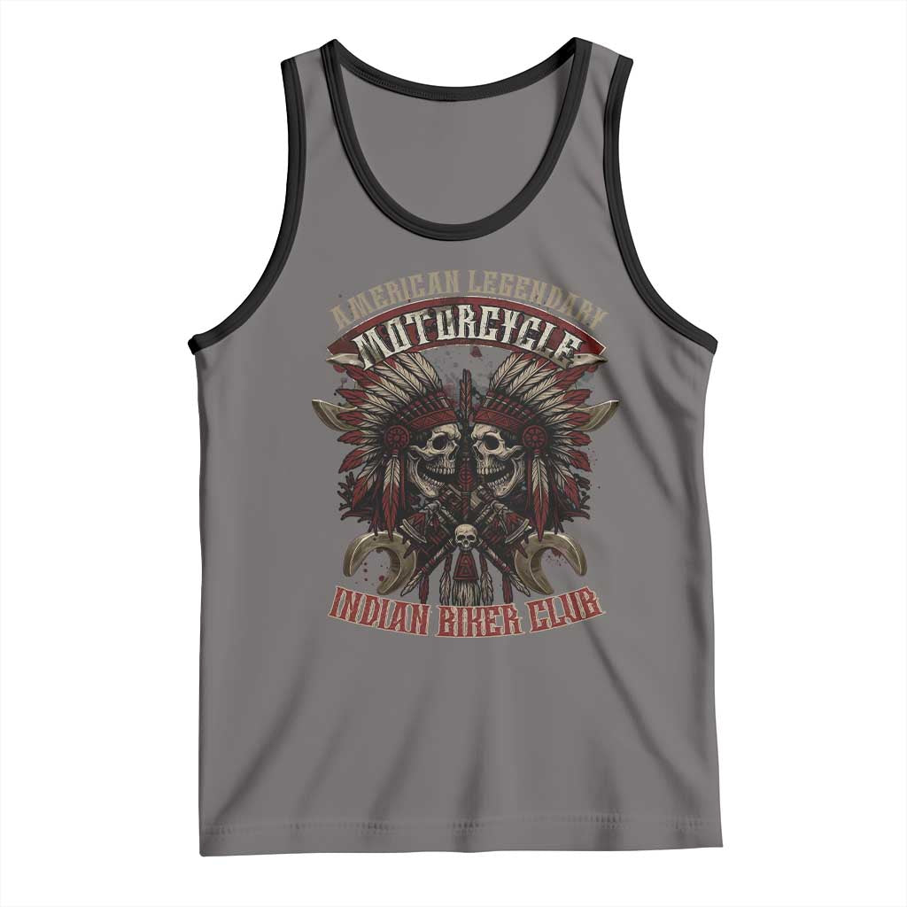 American Legendary Motorcycle Indian Biker Club Tank Top Vintage Native American Skull Chief TS11 Deep Heather Black Print Your Wear