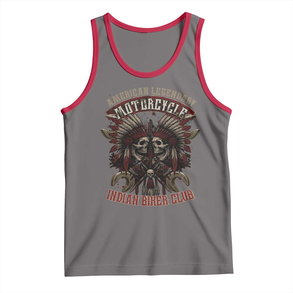 American Legendary Motorcycle Indian Biker Club Tank Top Vintage Native American Skull Chief TS11 Deep Heather Red Print Your Wear