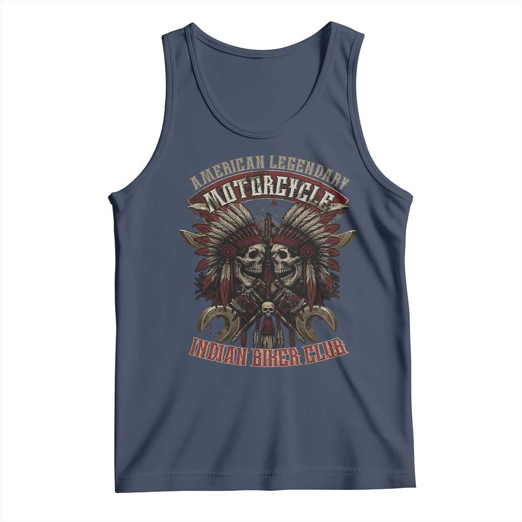 American Legendary Motorcycle Indian Biker Club Tank Top Vintage Native American Skull Chief TS11 Navy Print Your Wear