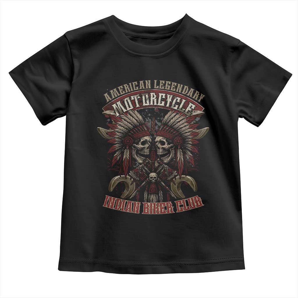 American Legendary Motorcycle Indian Biker Club Toddler T Shirt Vintage Native American Skull Chief TS11 Black Print Your Wear