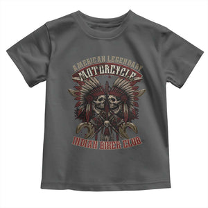 American Legendary Motorcycle Indian Biker Club Toddler T Shirt Vintage Native American Skull Chief TS11 Dark Heather Print Your Wear
