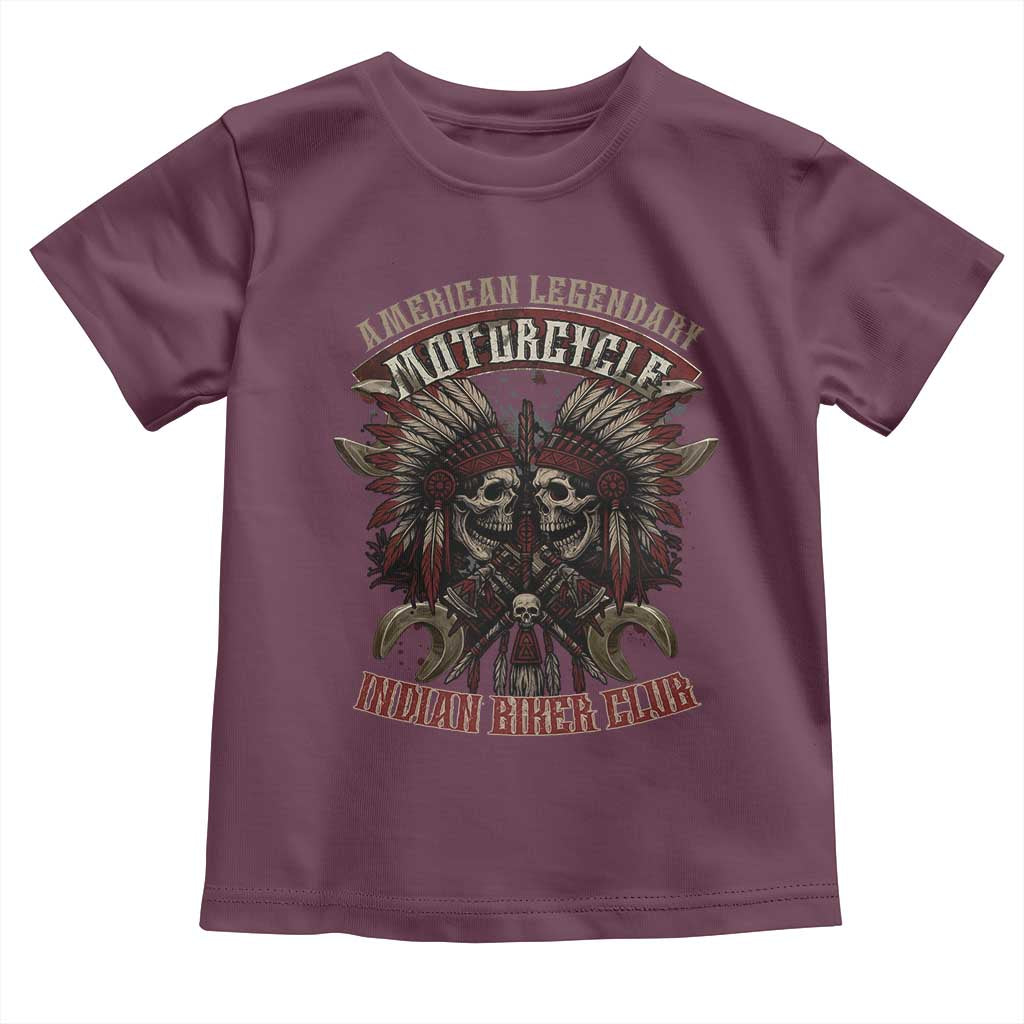 American Legendary Motorcycle Indian Biker Club Toddler T Shirt Vintage Native American Skull Chief TS11 Maroon Print Your Wear