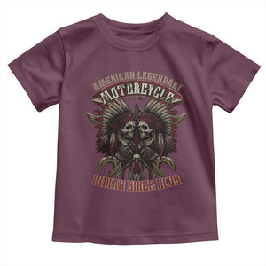 American Legendary Motorcycle Indian Biker Club Toddler T Shirt Vintage Native American Skull Chief TS11 Maroon Print Your Wear