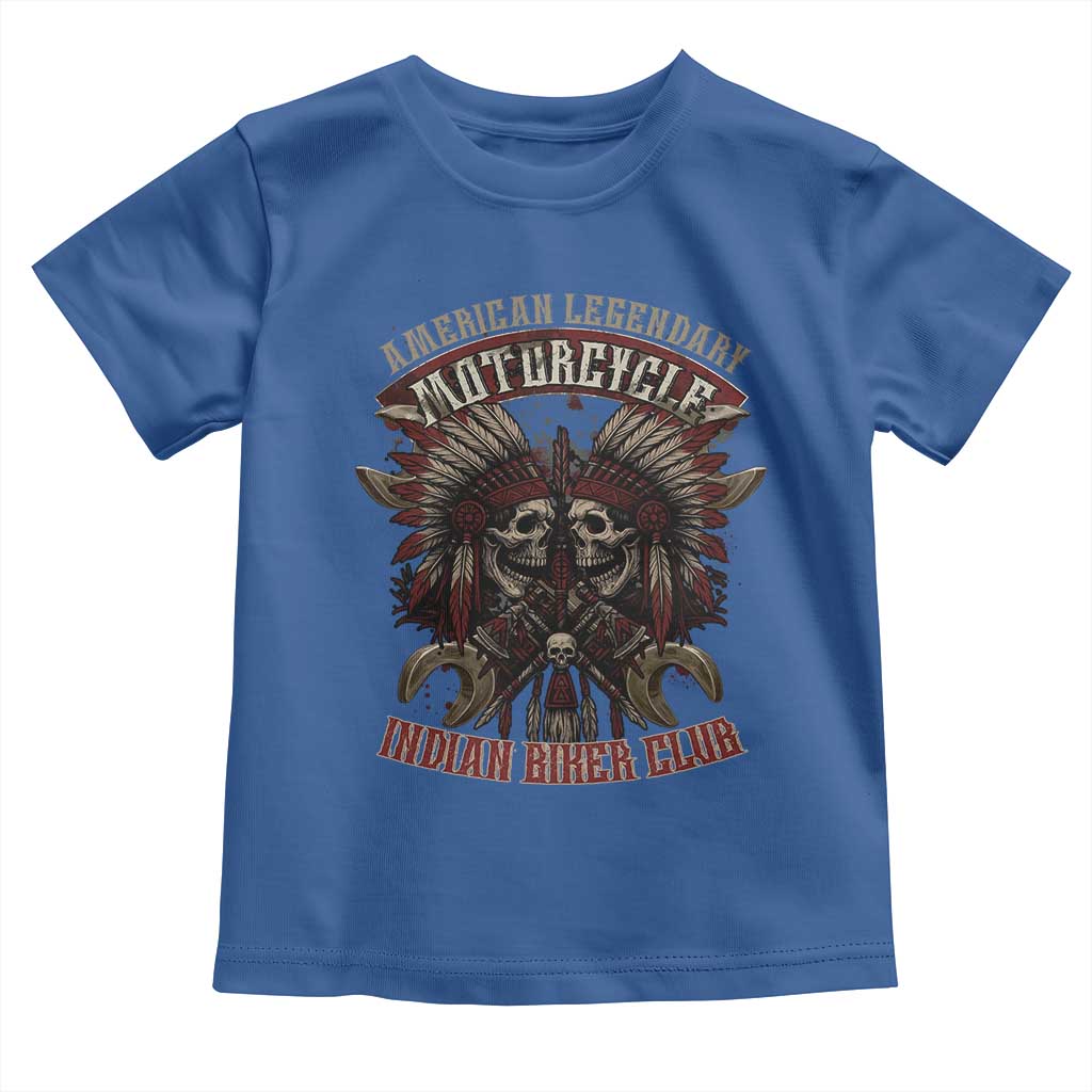 American Legendary Motorcycle Indian Biker Club Toddler T Shirt Vintage Native American Skull Chief TS11 Royal Blue Print Your Wear