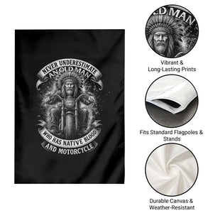 Never Underestimate An Old Man Who Has Native Blood And Motorcycle Garden Flag Native American Biker TS11 Print Your Wear