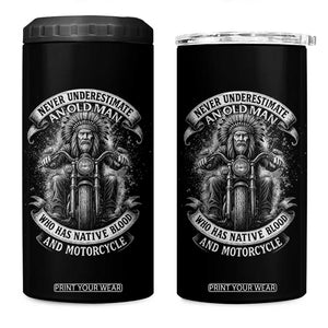 Never Underestimate An Old Man Who Has Native Blood And Motorcycle 4 in 1 Can Cooler Tumbler Native American Biker TS11 One Size: 16 oz Black Print Your Wear