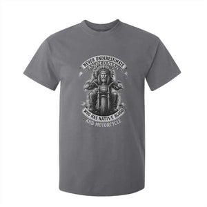 Never Underestimate An Old Man Who Has Native Blood And Motorcycle T Shirt For Kid Native American Biker TS11 Charcoal Print Your Wear