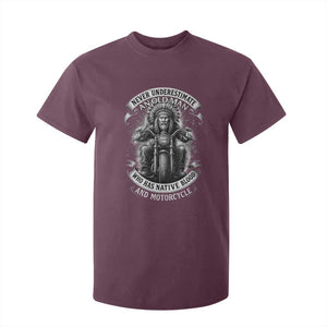 Never Underestimate An Old Man Who Has Native Blood And Motorcycle T Shirt For Kid Native American Biker TS11 Maroon Print Your Wear