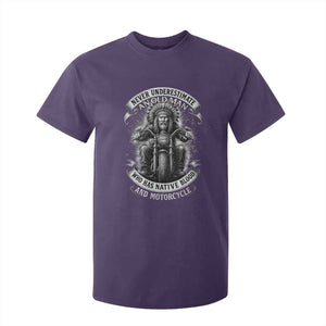 Never Underestimate An Old Man Who Has Native Blood And Motorcycle T Shirt For Kid Native American Biker TS11 Purple Print Your Wear